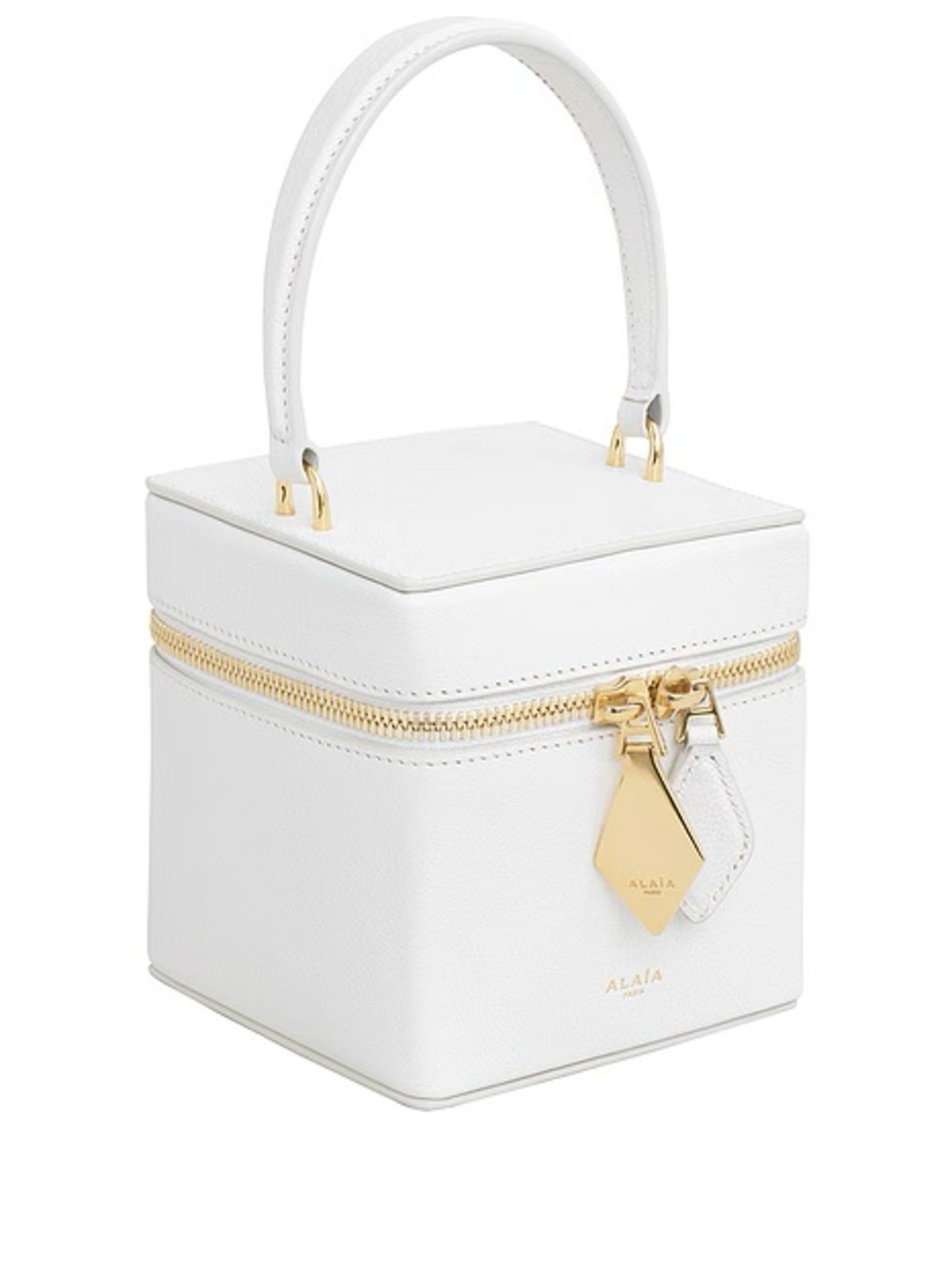 Alaïa Cube White Leather Vanity Leather Case O/S